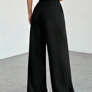 Black Knit Wide Leg Pants – กางเกงขากว้างผ้าถักสีดำ