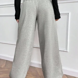 Grey Fleece Loose Drawstring Pants – กางเกงผ้าฟลีซถักสีเทาเอวรูด