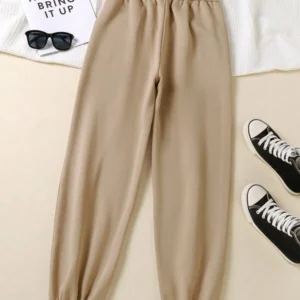 Solid Warm Drawstring Jogger – กางเกงวอร์มสีพื้นเชือกรูดให้ความอบอุ่น