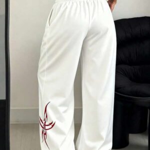 Gothic Floral Loose Jogger – กางเกงวอร์มพิมพ์ลายดอกไม้โกธิค