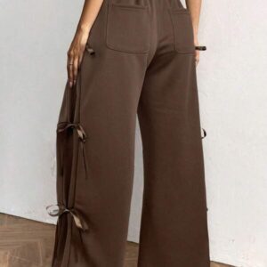 Brown Bow Sport Play Pants – กางเกงกีฬาสีน้ำตาลผูกโบว์