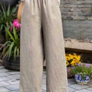 Solid Side Pocket Wide Pants – กางเกงขากว้างสีพื้นกระเป๋าข้าง