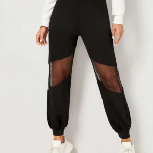 Mesh Graphic Letter Pants – กางเกงลายกราฟิกตัวอักษรแต่งตาข่าย