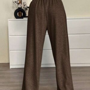 Brown Sweater Drawstring Pants – กางเกงสเวตเตอร์เชือกรูดสีน้ำตาล