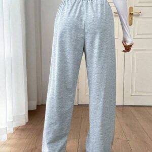 Straight Solid Drawstring Jogger – กางเกงวอร์มทรงตรงสีพื้นเชือกรูด