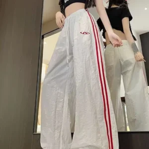 กางเกงวอร์มขาตรงสำหรับผู้หญิง ผ้าบาง Free Size เอว 24-30" สะโพก 40" ยาว 39"